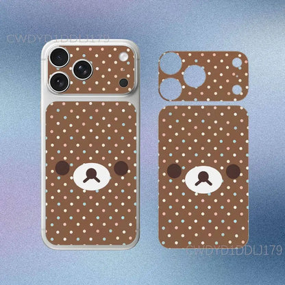 Cute R-Rilakkuma Bear For iPhone 17 Pro 17 Pro Max Full Body Back Cover Decal Skin 3D Colorful Rear Protective Sticker Film