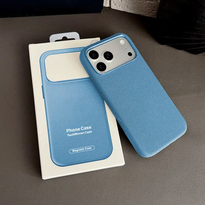 Luxury Official Technology Woven Magnetic Case For iPhone 18 17 16 15 14 13 Pro Max For Magsafe Technical Fabric Original Cover