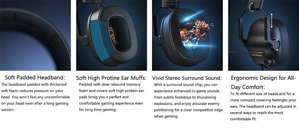 Wired Gaming Headset with Microphone for Pc,Xbox One Series,Ps4,Ps5,Switch,Noise Cancelling Headphones for Laptop,Nintendo,Gamer