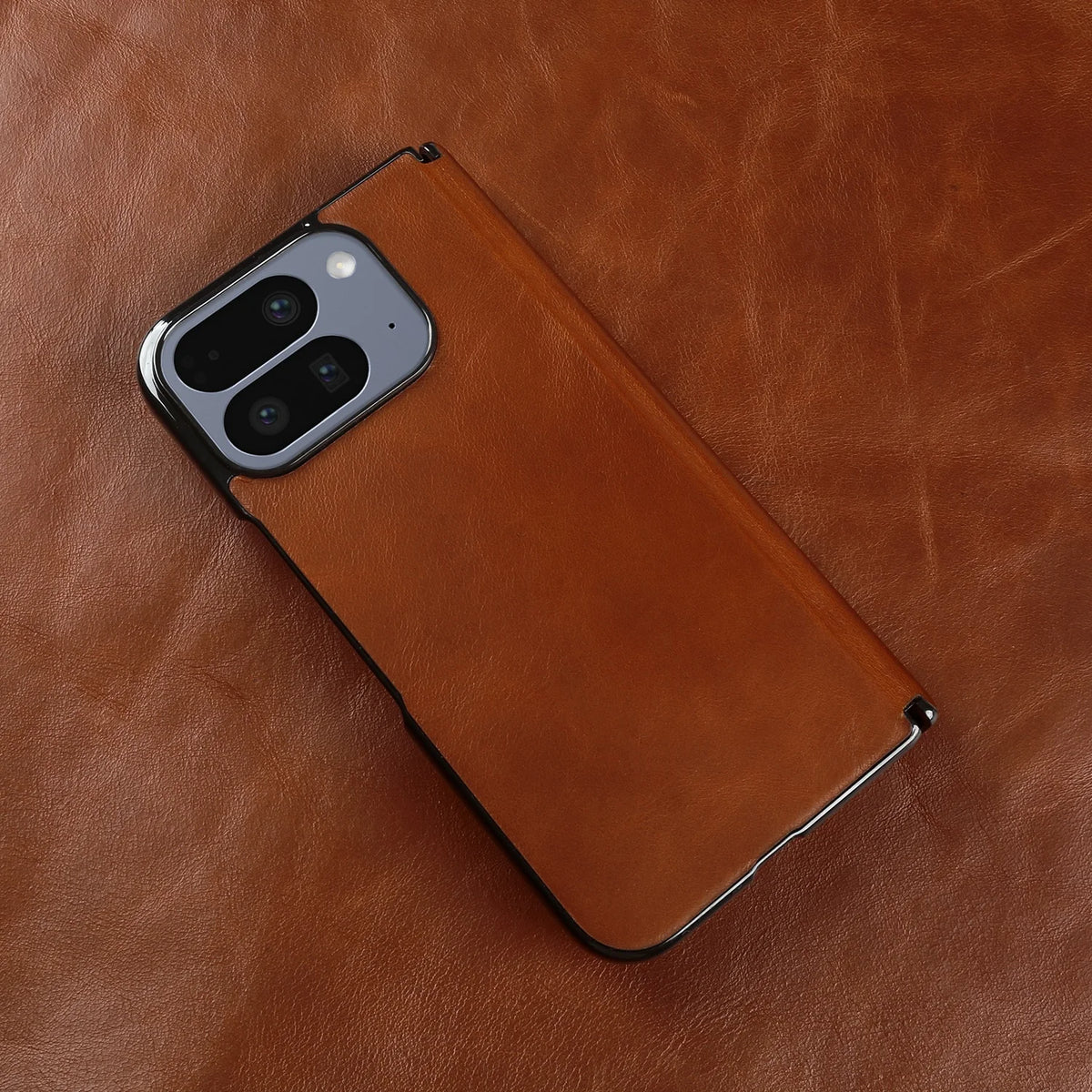 Luxury Genuine Leather Case for Google Pixel 11 Pro Fold 10Pro Fold Oil Wax Central Axis Pattern Phone Back Cases Without Front