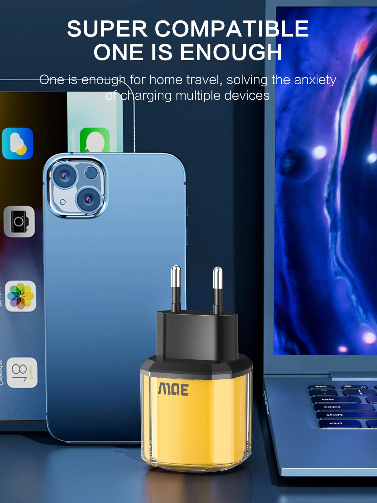 30W USB Type C Charger 2 In 1 Fast Charging Mobile Phone Adapter For iPhone Samsung Xiaomi Huawei PD Quick Charge Wall Charger