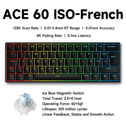 MCHOSE ACE 68 Magnetic Switch Gaming Keyboard Hall Effect Rapid Trigger Programmable RGB 8K Hz DKS/MT/TGL/RS/SOCD Keyboard