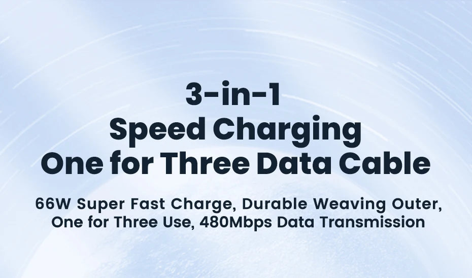 Toocki 3 in 1 USB C Cable 6A Fast Charge for Huawei Honor Micro USB Lightning Charger Cord for iPhone 14 Samsung Xiaomi Oneplus