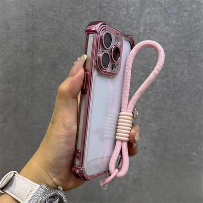 For Vivo S50 S30 Pro mini Y500 Pro Y50 Y31 2025 Y300 GT Y21D VivoY500 Plating Frame Casing With Strap Rope Shockproof Back Cover