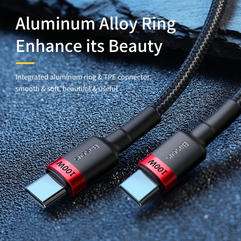 Baseus 100W/5A USB C To USB Type C Cable For iPhone 17 16 PD Fast Charging Charger Cord For Macbook Samsung Xiaomi Type-C Cable