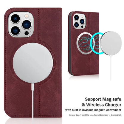 For Magsafe Wallet Leather Flip Case For iPhone 12 13 14 15 16 Pro Max mini Magnetic Wireless Charging Book Folio Cover