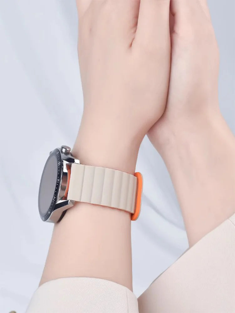 Magnetic Loop For Samsung Galaxy watch 7/6/5 pro/4/Classic/active 2 20mm 22mm band Silicone link bracelet huawei GT 2-3-4 strap