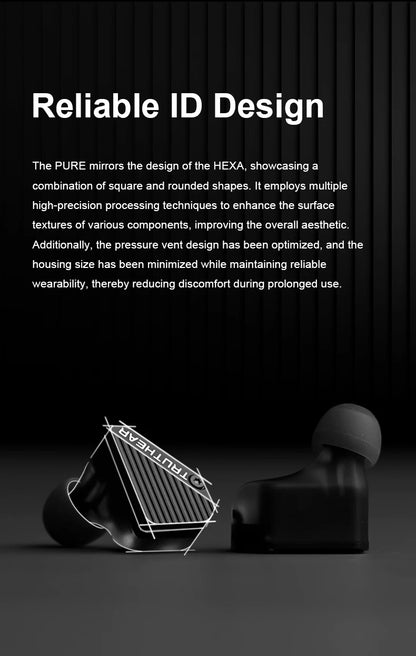 TRUTHEAR PURE Earphones 1DD+3BA Hybrid Wired In-Ear Headphones HIFI Earplugs 3.5mm Plug 0.78mm 2Pin Gaming Headset