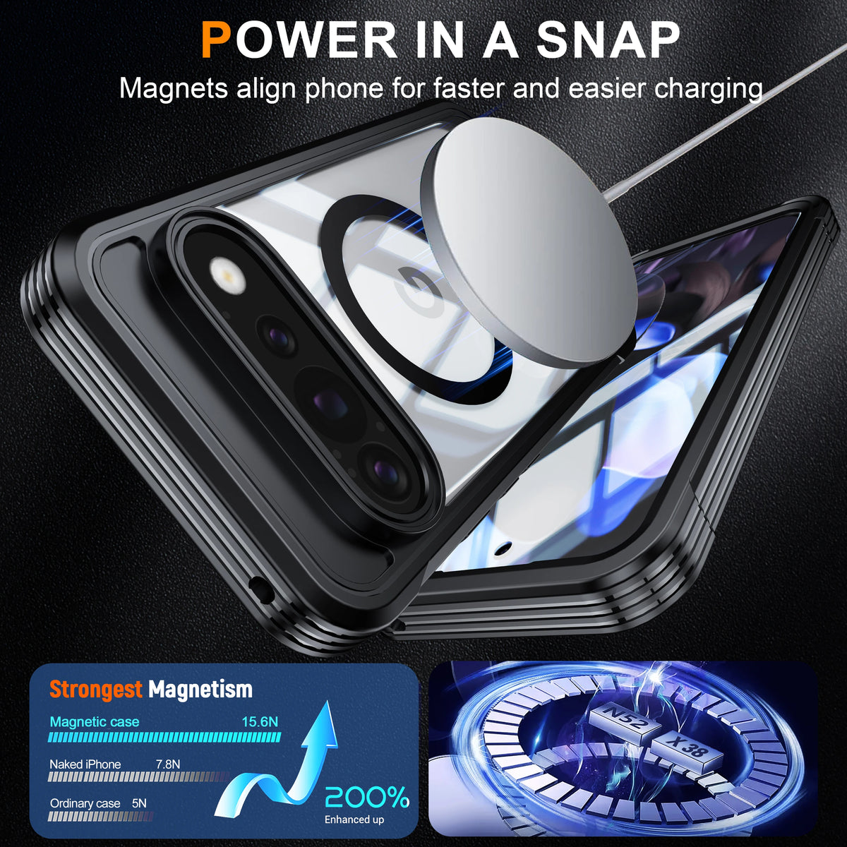 9H Tempered Glass Magnetic Phone Case, Suitable for Google Pixel 11/10/9 PRO XL All Inclusive Phone Protection Case