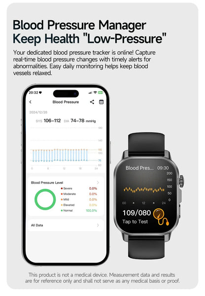 2026 New Professional-Grade Health Smart Watch Men ECG BP HR Uric Acid Lipid BMI Body Analysis Bluetooth Call Smartwatch Women