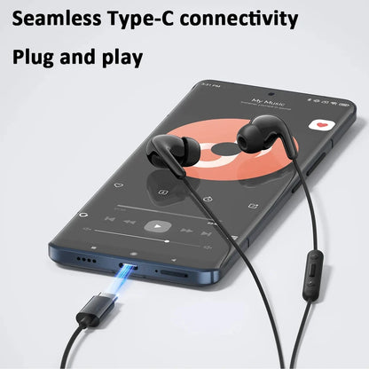 Xiaomi Type-C Earphones Clear Calls HD Microphone IP54 Dust Water Resistant Type-C Port Plug Play Wired Headphone