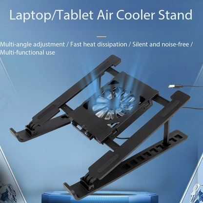 Adjustable Tablet Laptop Cooling Stand with Foldable Design Portable Air-Cooled Monitor Holder for Various Scenarios