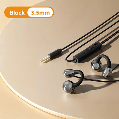 3.5MM/Type C Wired Headphones With Microphone HiFi Sound Ear Clip Non-in-ear Wired Earphones for iphone 15 16 17 Samsung