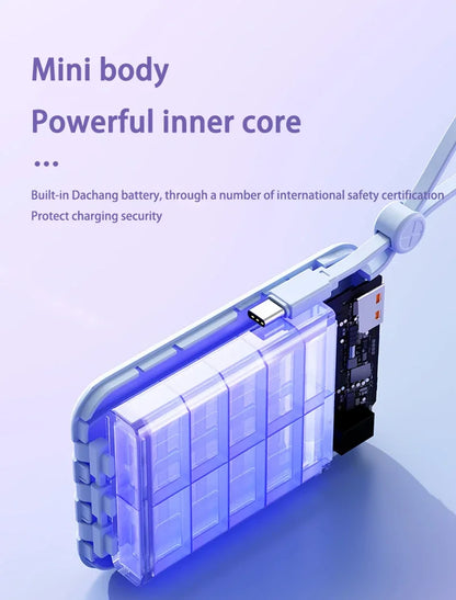 Lenovo CCC Mini Power Bank 500000mAh 4 Built in Cables Fast Charging Large Capacity Portable External Battery For iPhone Xiaomi