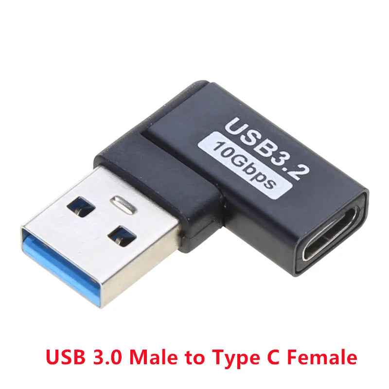 90 Degree Right Up Down Angled Micro USB Male to Type C Female Extension Adapter for Laptop PC Chargers Converter