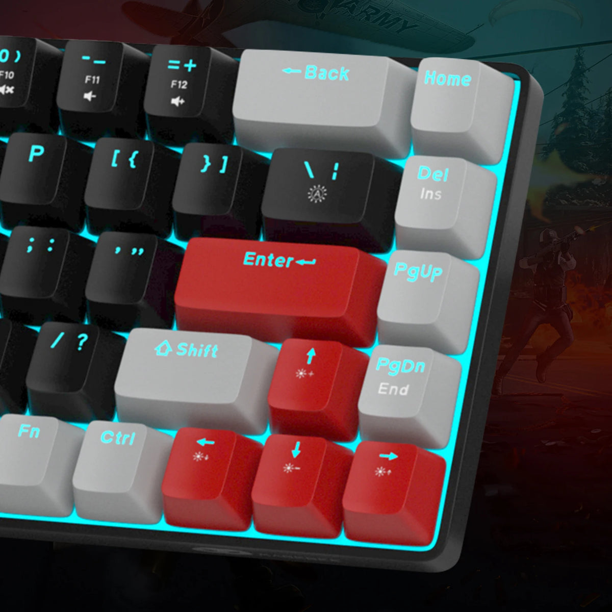 FocusOnPC MK-BOX Portable 60% Mechanical Gaming Keyboard, 68 Keys Compact Wired Keyboard with LED Backlight for Gaming & Office, Compatible with PC, Laptop & Mac, Free Random Mouse Pad Included