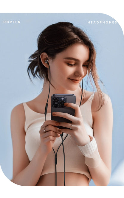 UGREEN Semi-open 3.5mm USB Type C Wired Earbuds with Microphone, Wired Earphones Headphones HiFi Stereo,For Most with 3.5mm Jack