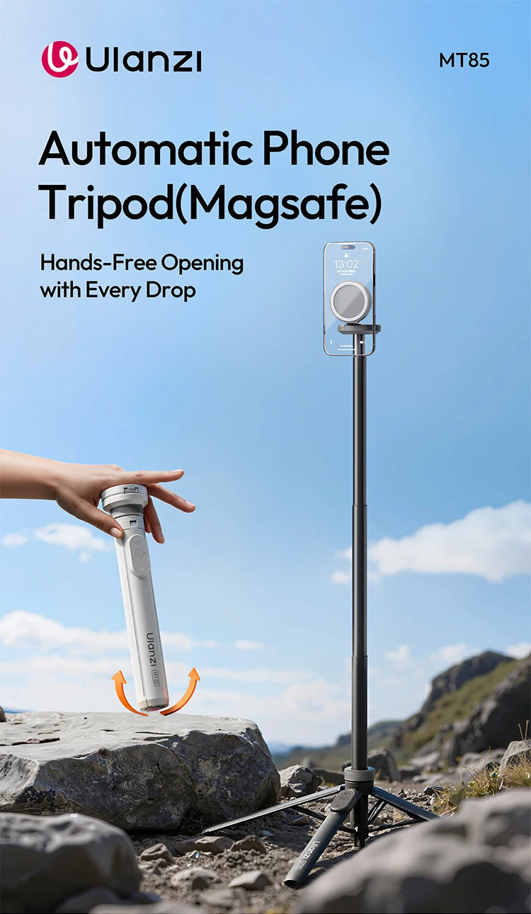 Ulanzi MT85 Automatic Phone Tripod Smartphone Selfie Stick Stand 1.5M With Bluetooth Controller 10M Wireless Magsafe for TikTok