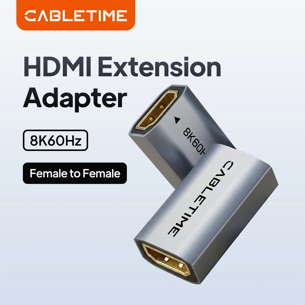 CABLETIME 8K HDMI 2.1 Extender Female To Female Converter Extension Adapter for Laptop PC TV PS3 PS4 Monitor Extension Adapter