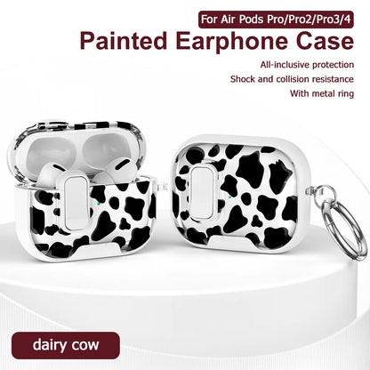 Transparent Crystal Wireless Bluetooth Earphone Case for Airpods Pro 2 3 2nd Leopard TPU Switch Lock Cover for Airpods 4 Sleeve