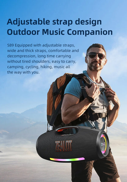 ZEALOT S89 Wireless Speaker 250W Portable Outdoor with RGB Color Lights Long 48000mAh Battery up to 8 Hours Playtime