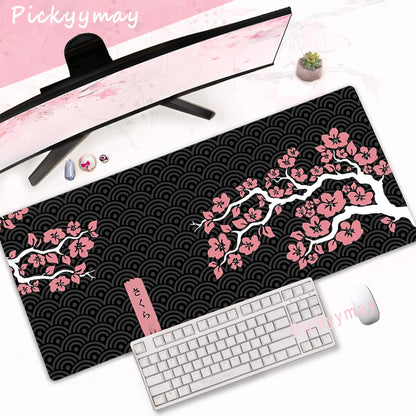 Pink Cherry Blossoms Mousepad Home Computer Table Large Pc Mouse Pad Art Sakura Keyboard Mause Rug Desk Mat Office Accessories
