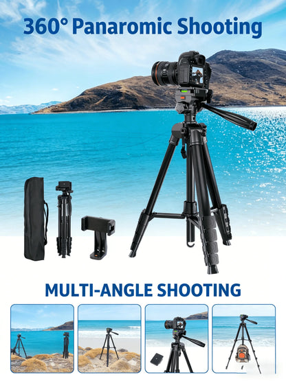 Professional 73 Inch Camera Tripod Heavy Duty Stand with Phone Holder Travel Bag for DSLR SLR DV Projector Photography