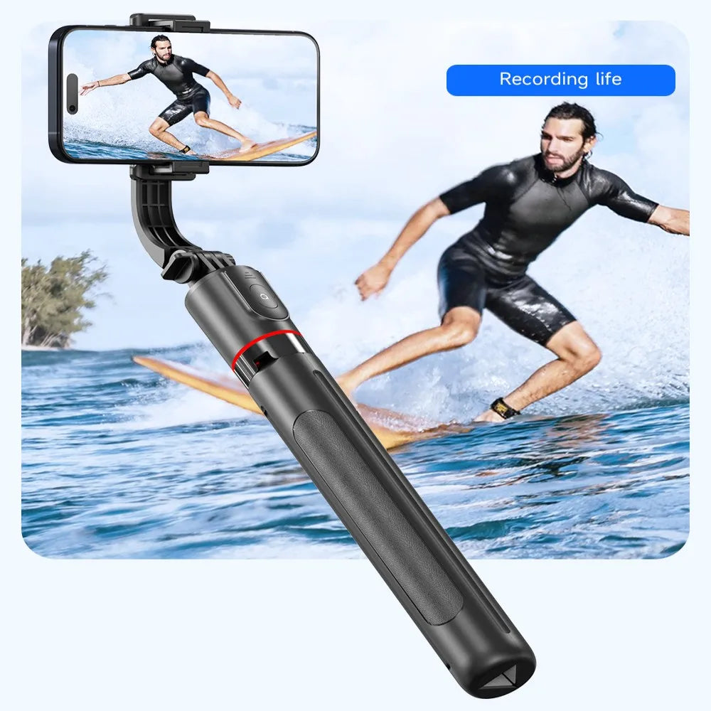 FANGTUOSI Selfie Stick Tripod with Bluetooth Remote, 6-Section Extendable Pole, 360° Rotation, Fill Light Option, for Phone Vlog