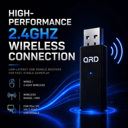 QRD Spark N7 2.4Ghz Wireless Controller for PS4/PS3/PC Direct Connect Hall Effect Vibration Effect Gamepad For PS5 Via Converter