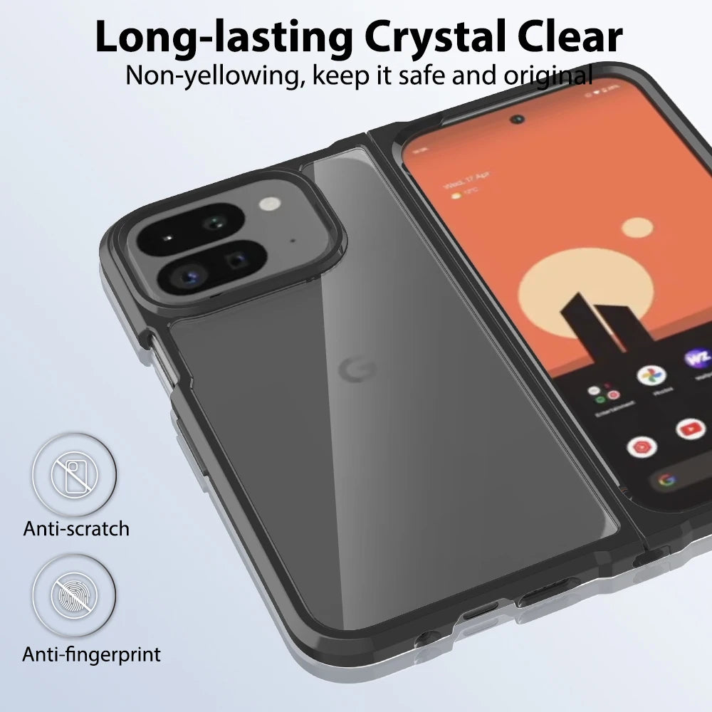 Case For Google Pixel 9 Pro Fold Fold2 Luxury Acrylic Transparent Folding Cover For Pixel9 Pro Fold Thin Shockproof Bumper Funda