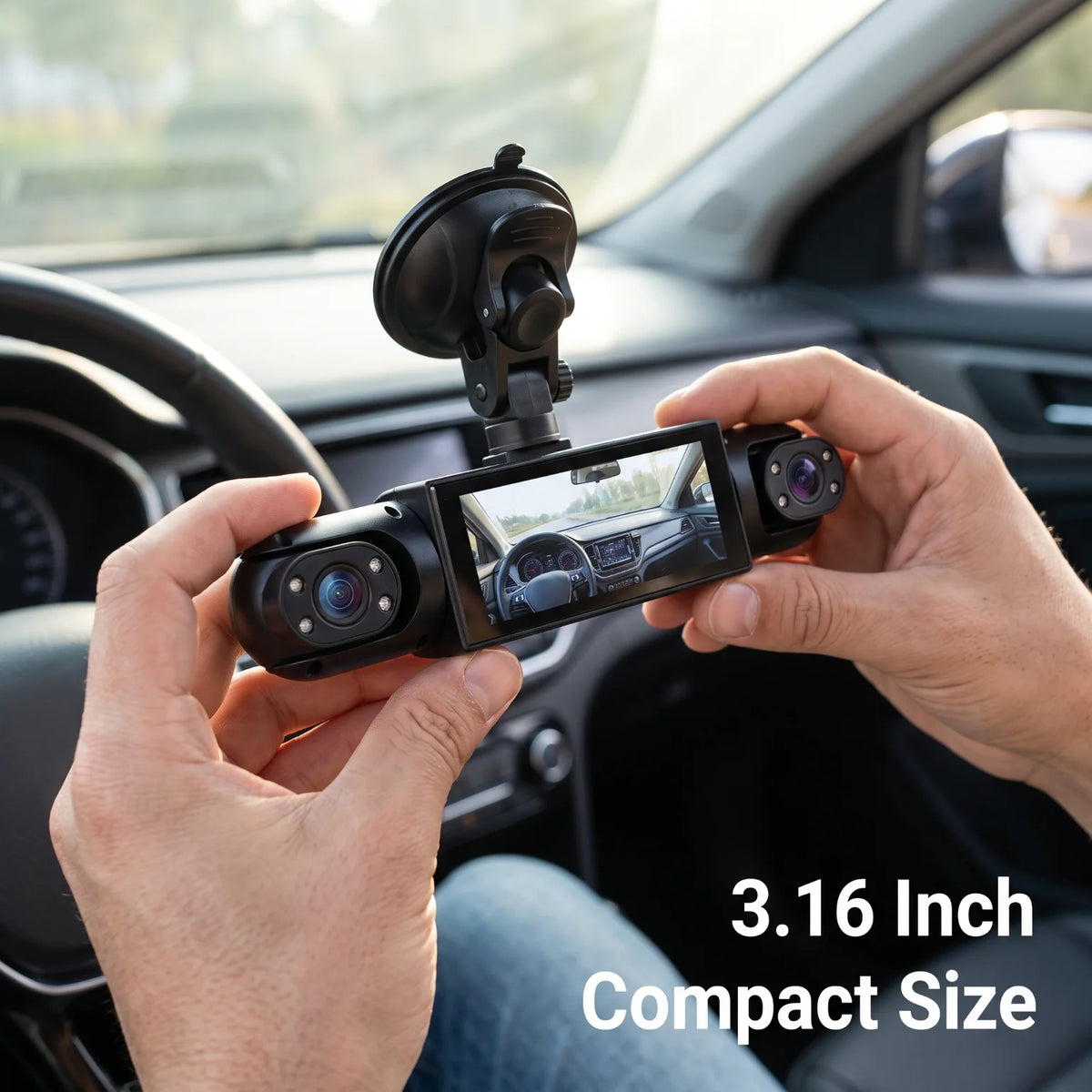 Car Dash Cam 4 Channel 3.16 Inch Screen Four Way Recording Front Left Right Rear Camera With 64G TF Card 1080P Front Dashcam 150 Degree Wide Angle Loop Recording Motion Detection Multi Language Vehicle Driving Recorder For Ca