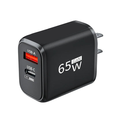 PD 65W GaN 2 In 1 Charger  for iPhone 18 17 XiaomiEU/US Plug USB Type C Fast Charging Wall Charger Portable Quick Charge Adapter