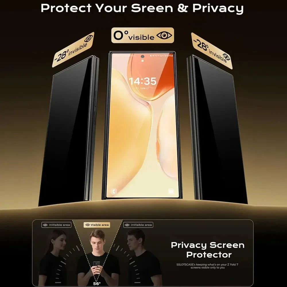 Privacy Tempered Glass for Samsung Z Fold 8 Wide Ultra 7 6 5 4 ZFold8 HD Auto Install Bubble Free Anti-Scratch Screen Protector
