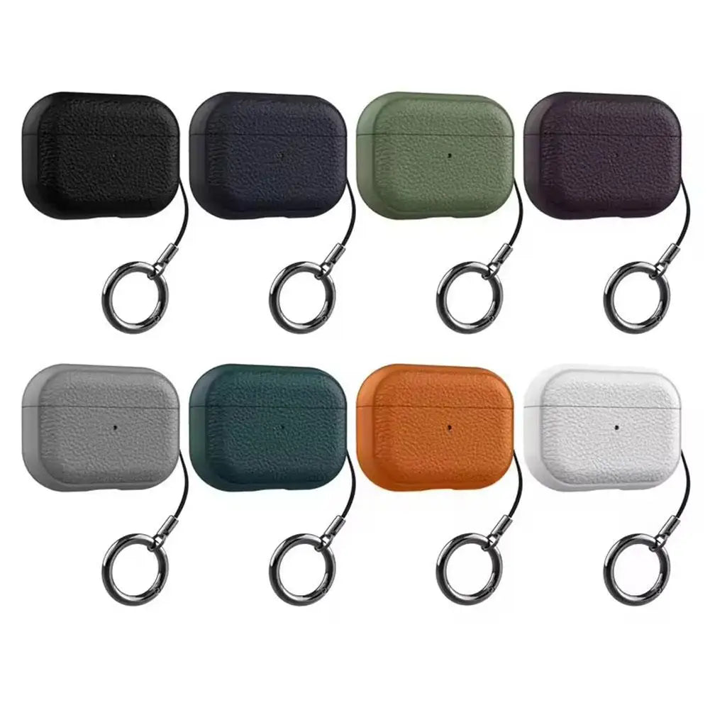 For AirPods Pro 3 2025 Case Soft TPU Litchi Leather Protective Cover For AirPods Pro 3 Cases With Lanyard