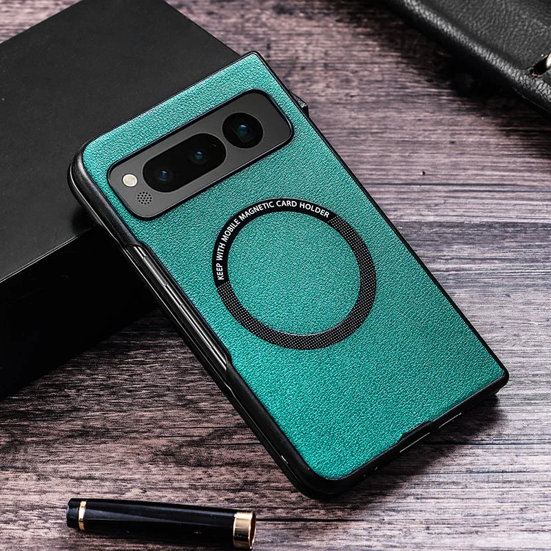 Premium PU Leather Case for Pixel Fold For Magsafe Wireless Charging Hard Back Cover For Google Pixel Fold G9FPL