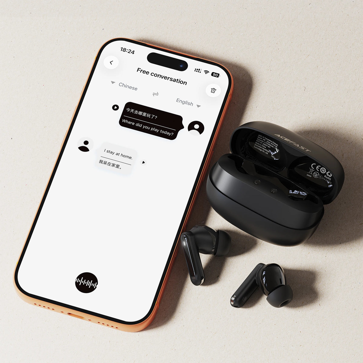 ACEFAST W8 ANC ENC Noise Reduction Bluetooth 6.0 Earphones with AI Translation Low Latency Game Earbuds Support App EQ Control