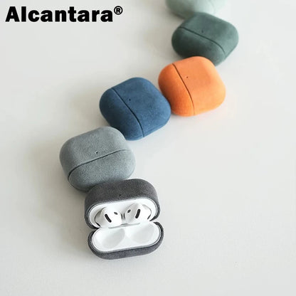 100% ALCANTARA Leather Case for AirPods 5 Pro 3 Pro3 Luxury Suede Leather Cases for AirPod 5 4 Pro 3 2 Headset Turn fur Cover