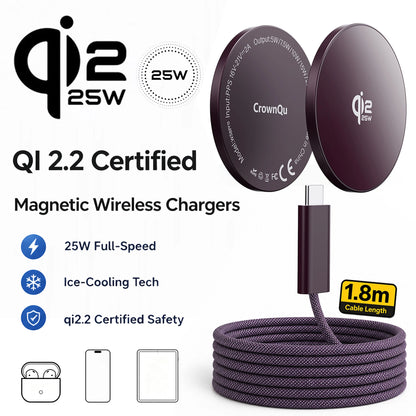 Qi2.2 Magnetic Charger 25W Magnetic Induction Fast Charging For Macsafe IPhone18 17 16 15 14 12ProMax‌ 5W Airpods Xiaomi Samsung