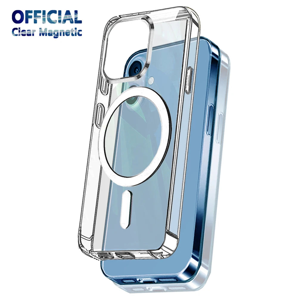 Official Original Magnet Clear Case For Iphone 17 Air 16 15 14 Plus 12 13 Mini 11 Pro Max 7 8 Se 20 X Xs Xr Apple Magsafe Cover