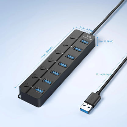 USB Hub 3.0 Multiprise USB High Speed Splitter 7 Port 5Gbps Hub Power Adapter with Switch Long Cable with Multiple Expander Hub