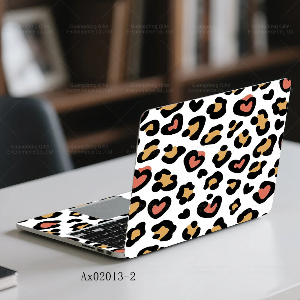 2 pcs Aesthetic Light Leopard Laptop Stickers Set Self-Adhesive Removable Laptop Covers for MacBook Notebook Protective Skins