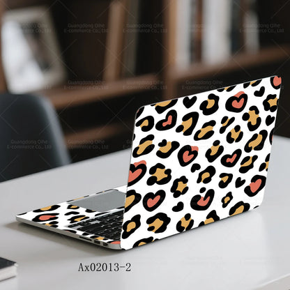 2 pcs Aesthetic Light Leopard Laptop Stickers Set Self-Adhesive Removable Laptop Covers for MacBook Notebook Protective Skins