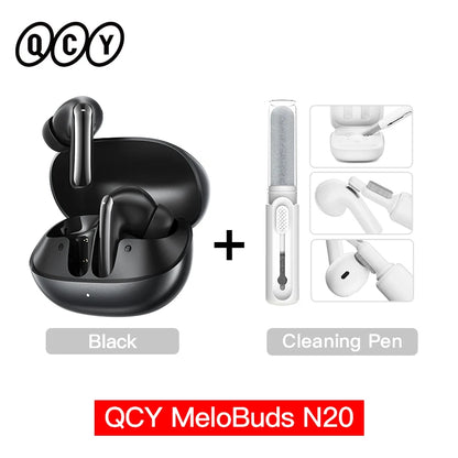 QCY MeloBuds N20 Adaptive Hybrid Noise Cancelling Earbud Wireless Bluetooth 6.0 Headphone 6 Mics Clear Call HT20 Earphone 40Hrs