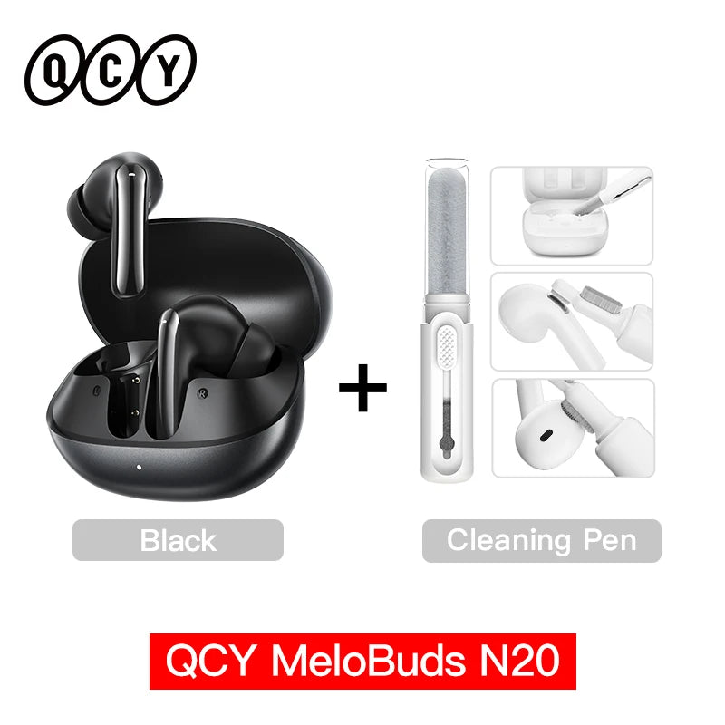 QCY MeloBuds N20 Adaptive Hybrid Noise Cancelling Earbud Wireless Bluetooth 6.0 Headphone 6 Mics Clear Call HT20 Earphone 40Hrs