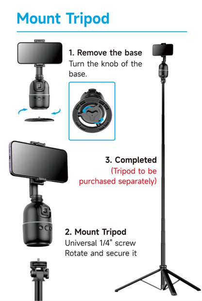 Selfie Stick Stabilizer 360° Auto Face Tracking AI Gimbal All-in-One Desktop Phone Holder Tripod for Smartphone Video Vlog Live