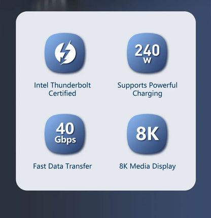 CABLETIME USB C to USB C Cable PD 240W Thunderbolt 4 40Gbps Type C to C 8K 60Hz Cable for Macbook Pro Fast Charge Cable