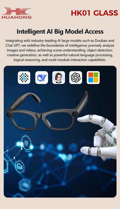 2026 Business Smart Glasses 13MP Camera AI Voice Assistant, Real-Time Translation, Meeting Notes, Live Streaming, Open-Ear Audio