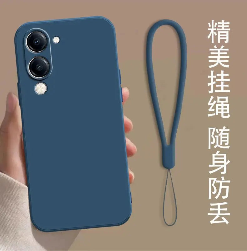 For VIVO Y29S Y19 5G Y04 Y19e 4G Case Simple Skin-friendly Silicone Lanyard Cover for VIVo Y29 s Anti-slip Shockproof Funda