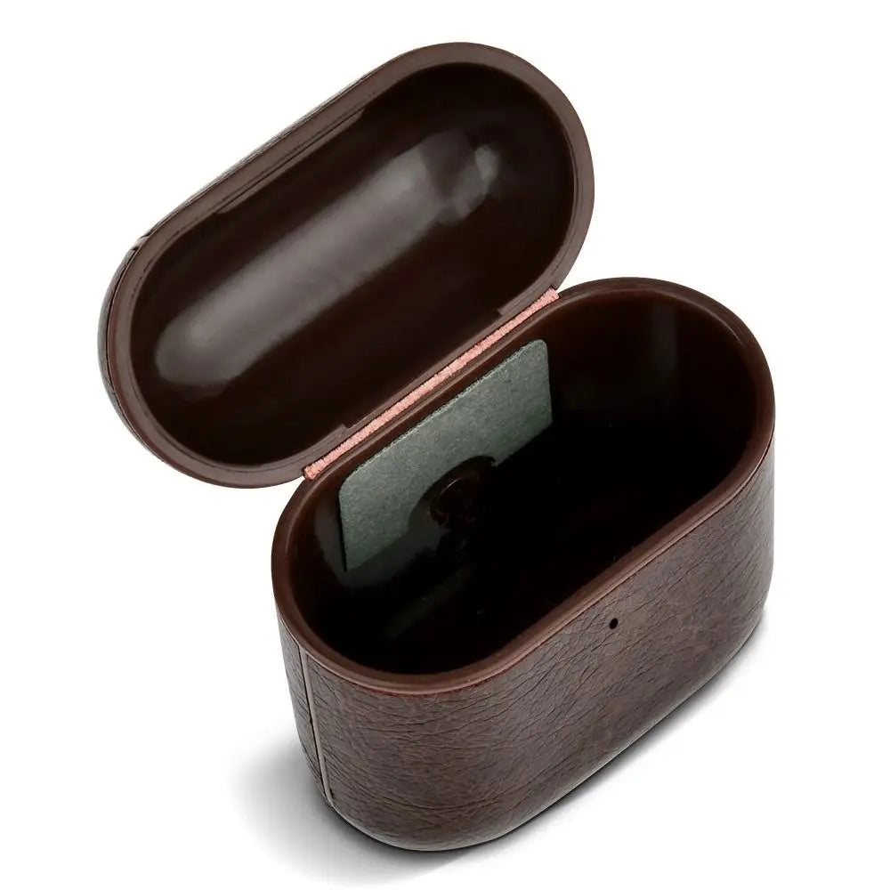 PU Leather Earphone Case for AirPods 1/2 Gen Earbuds Cover Wireless Headphone Protective Shell with Carabiner