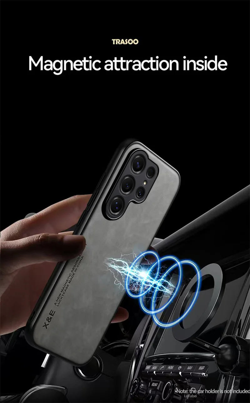 Magnetic Leather Protect Phone Case For Samsung Galaxy S26 S25 S24 S23 S22 Note 20 Ultra Plus S26FE S25FE S24FE Case Back Cover